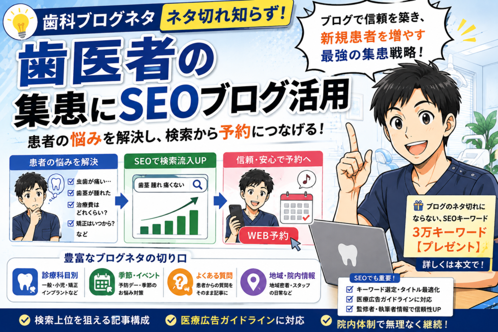 歯科ブログネタ【ネタ切れ知らず】歯医者の集患にSEOブログ活用