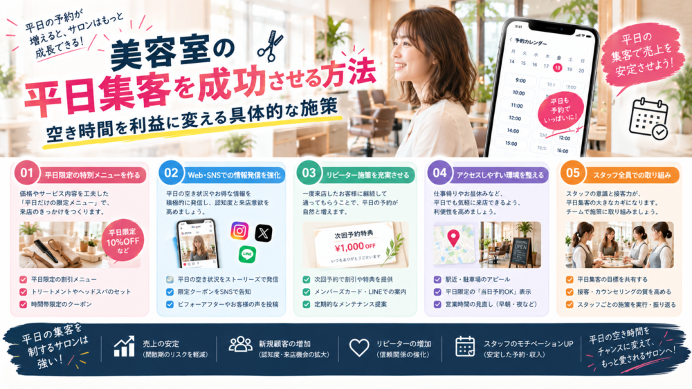 美容室の平日集客を成功させる方法|空き時間を利益に変える具体的な施策