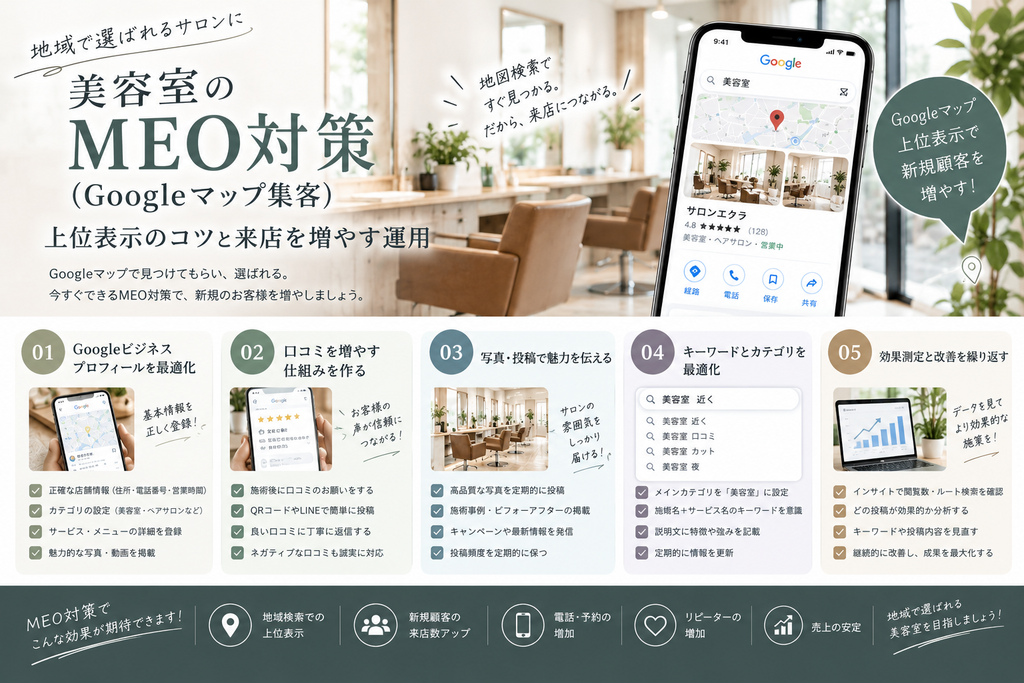 美容室のMEO対策(Googleマップ集客)｜上位表示のコツと来店を増やす運用法