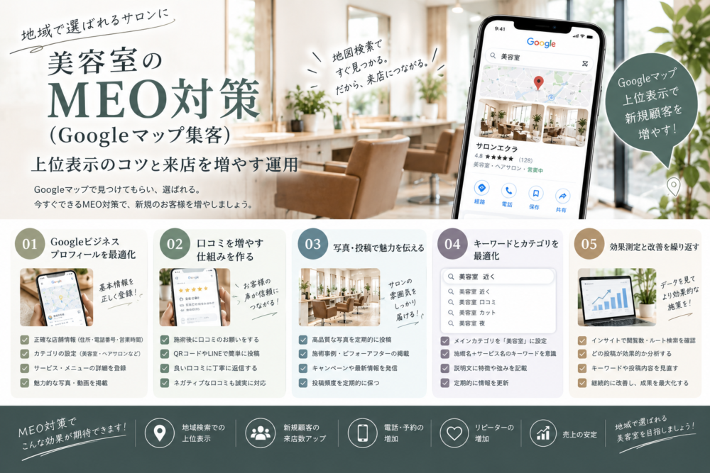美容室のMEO対策(Googleマップ集客)｜上位表示のコツと来店を増やす運用法
