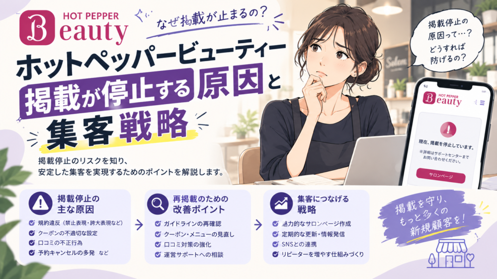 ホットペッパービューティー掲載が停止する原因と集客戦略