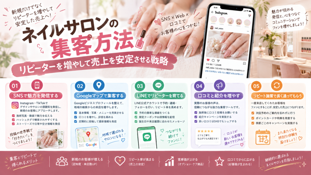 ネイルサロンの集客方法｜リピーターを増やして売上を安定させる戦略