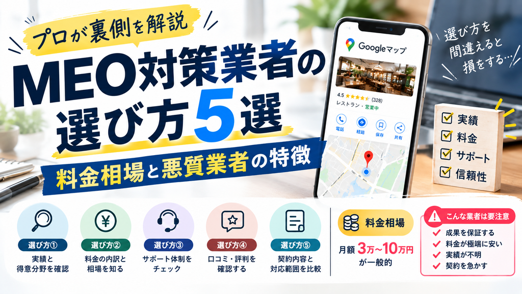【プロが裏側を解説】MEO対策業者の選び方5選｜料金相場と悪質業者の特徴