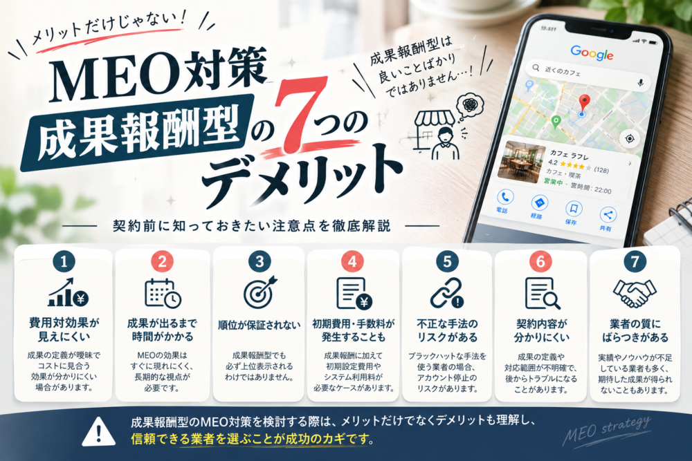 MEO対策成果報酬型の7つのデメリット