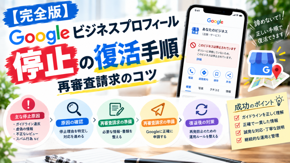 【完全版】Googleビジネスプロフィール停止の原因と復活手順|再審査請求のコツ