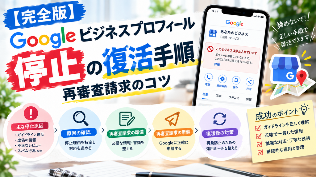 【完全版】Googleビジネスプロフィール停止の原因と復活手順｜再審査請求のコツ