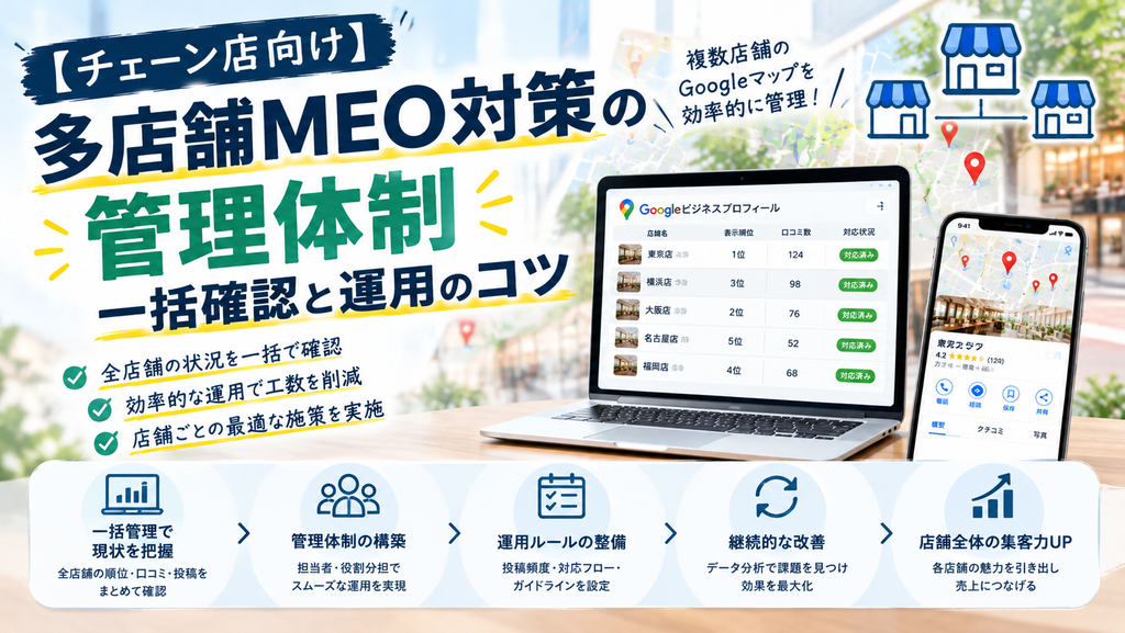 【チェーン店向け】多店舗MEO対策の管理体制｜一括確認と運用のコツ