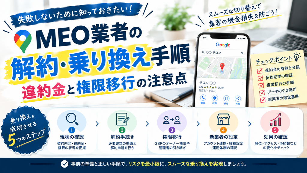 MEO業者の解約・乗り換え手順｜違約金と権限移行の注意点